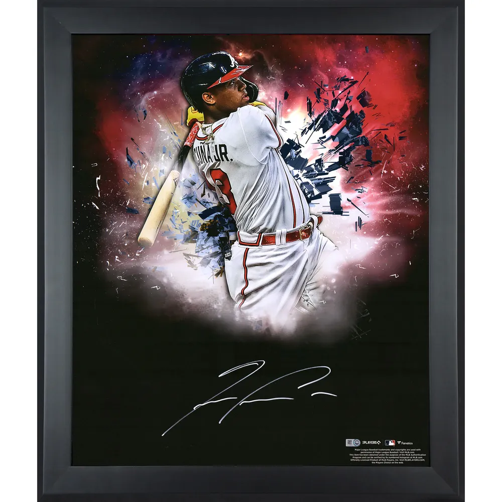 Ronald Acuna Jr Atlanta Braves Autographed 8 x 10 Leaping Catch Photograph