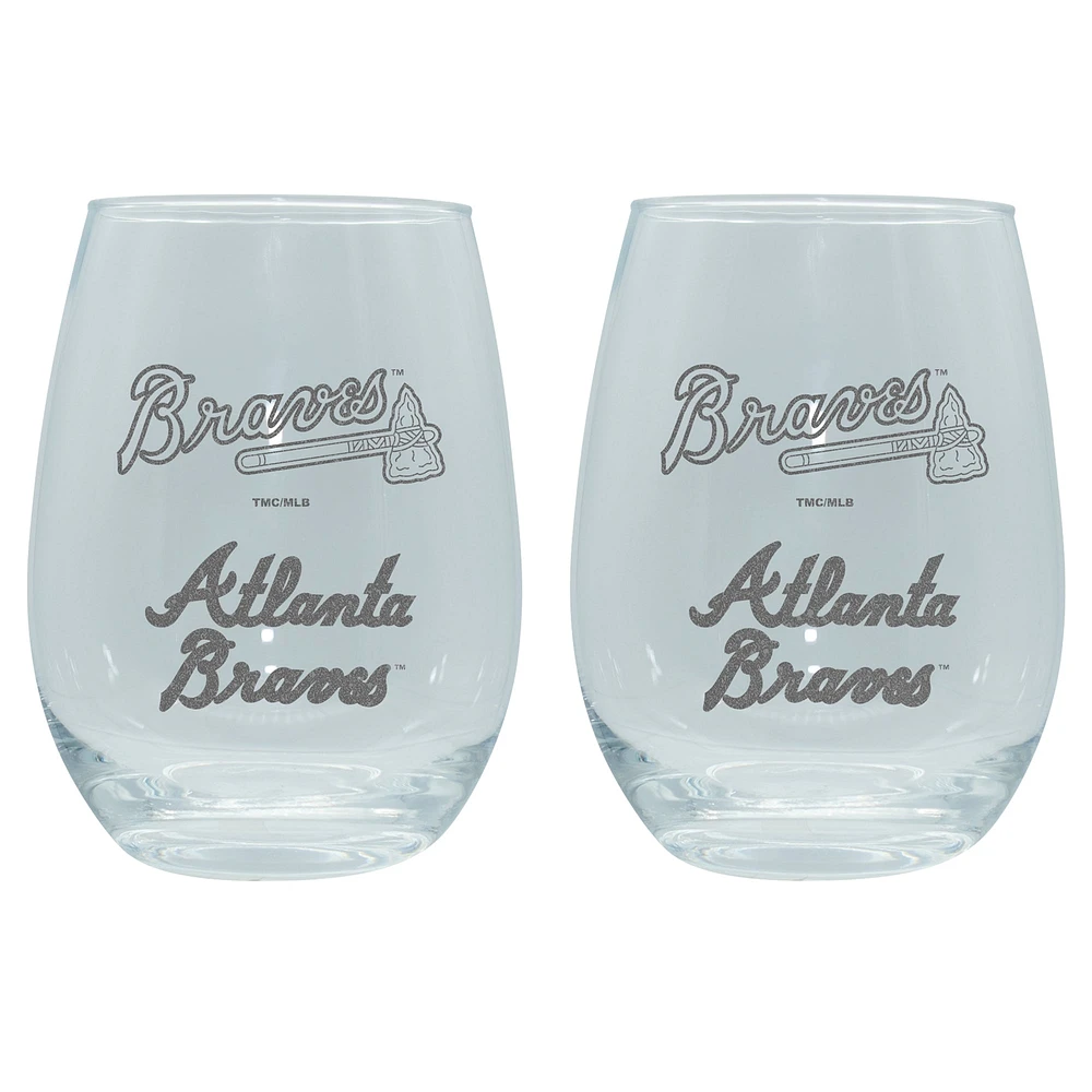 The Memory Company Atlanta Braves 2-Pack 15oz. Stemless Wine Glass Set