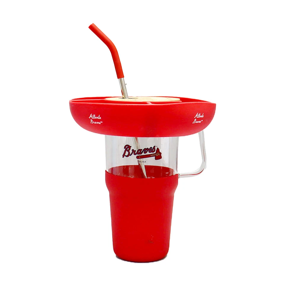 The Memory Company Atlanta Braves 40oz. Glass Tumbler with Silicone Snack Tray