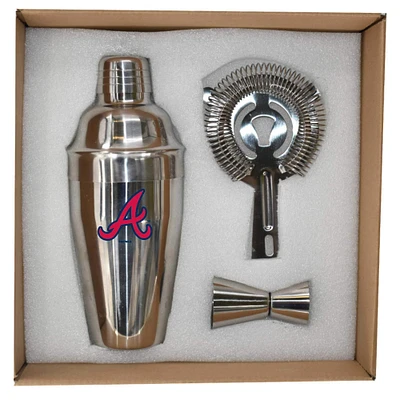 The Memory Company Atlanta Braves Stainless Steel Shaker, Strainer & Jigger Set