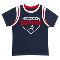 Ensemble t-shirt et short chargés Atlanta Braves Bases Fanatics pour tout-petits bleu marine/gris