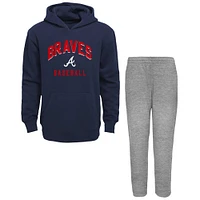 Ensemble avec sweat à capuche et pantalon en polaire Play-By-Play des Atlanta Braves pour tout-petit, bleu marine/gris