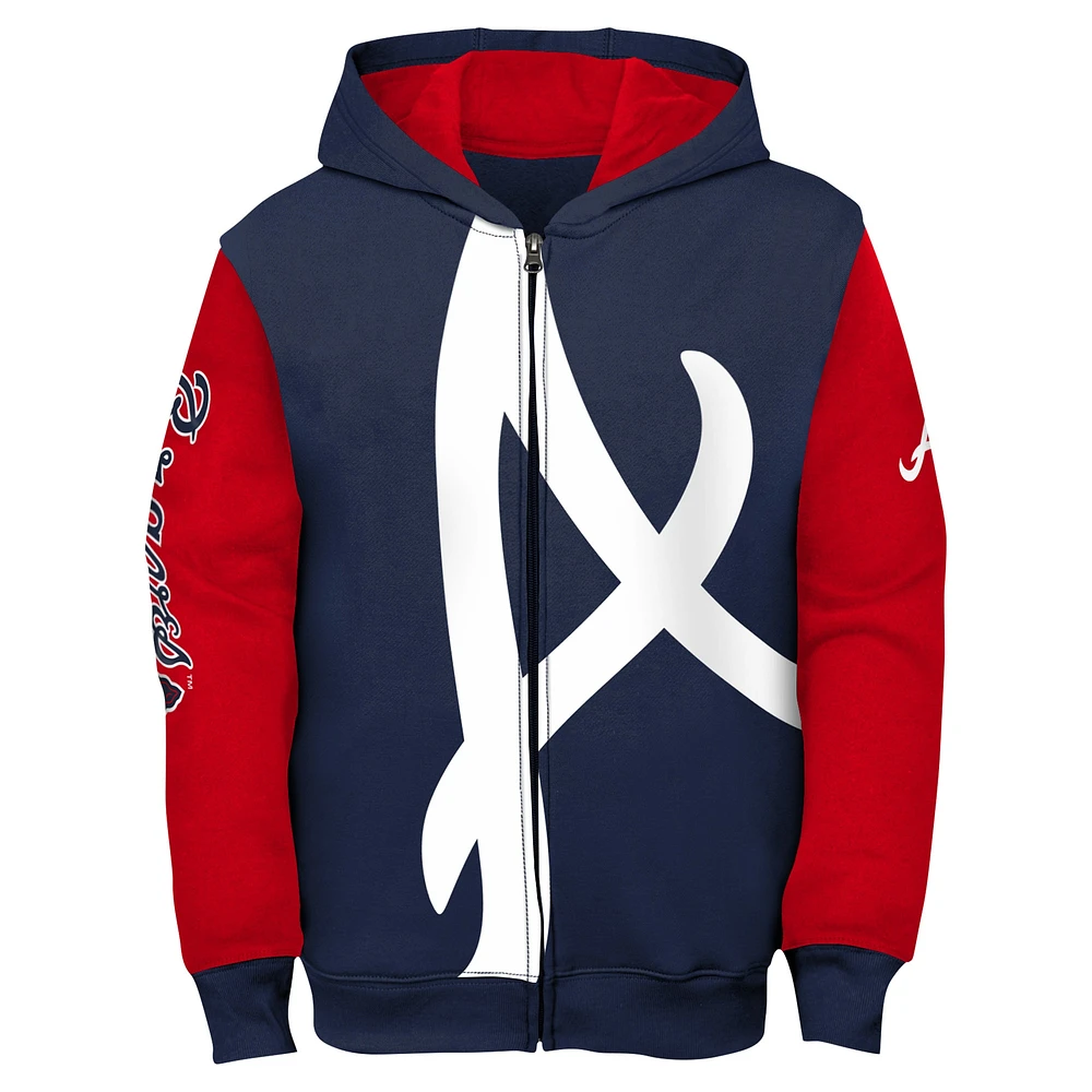 Toddler Navy Atlanta Braves Postcard Full-Zip Hoodie