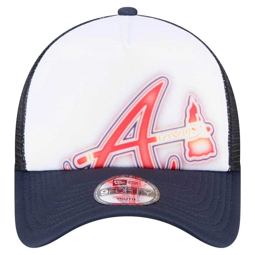 Toddler New Era  White/Navy Atlanta Braves Painted A-Frame 9FORTY Trucker Adjustable Hat