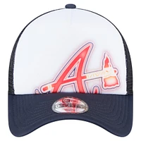 Toddler New Era  White/Navy Atlanta Braves Painted A-Frame 9FORTY Trucker Adjustable Hat