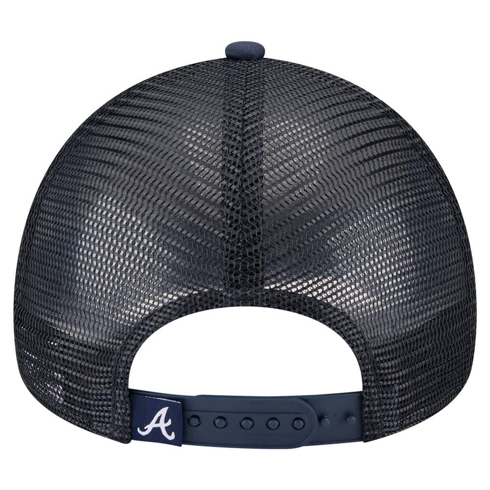 Toddler New Era  White/Navy Atlanta Braves Painted A-Frame 9FORTY Trucker Adjustable Hat
