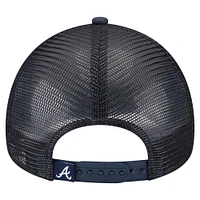 Toddler New Era  White/Navy Atlanta Braves Painted A-Frame 9FORTY Trucker Adjustable Hat