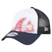 Toddler New Era  White/Navy Atlanta Braves Painted A-Frame 9FORTY Trucker Adjustable Hat