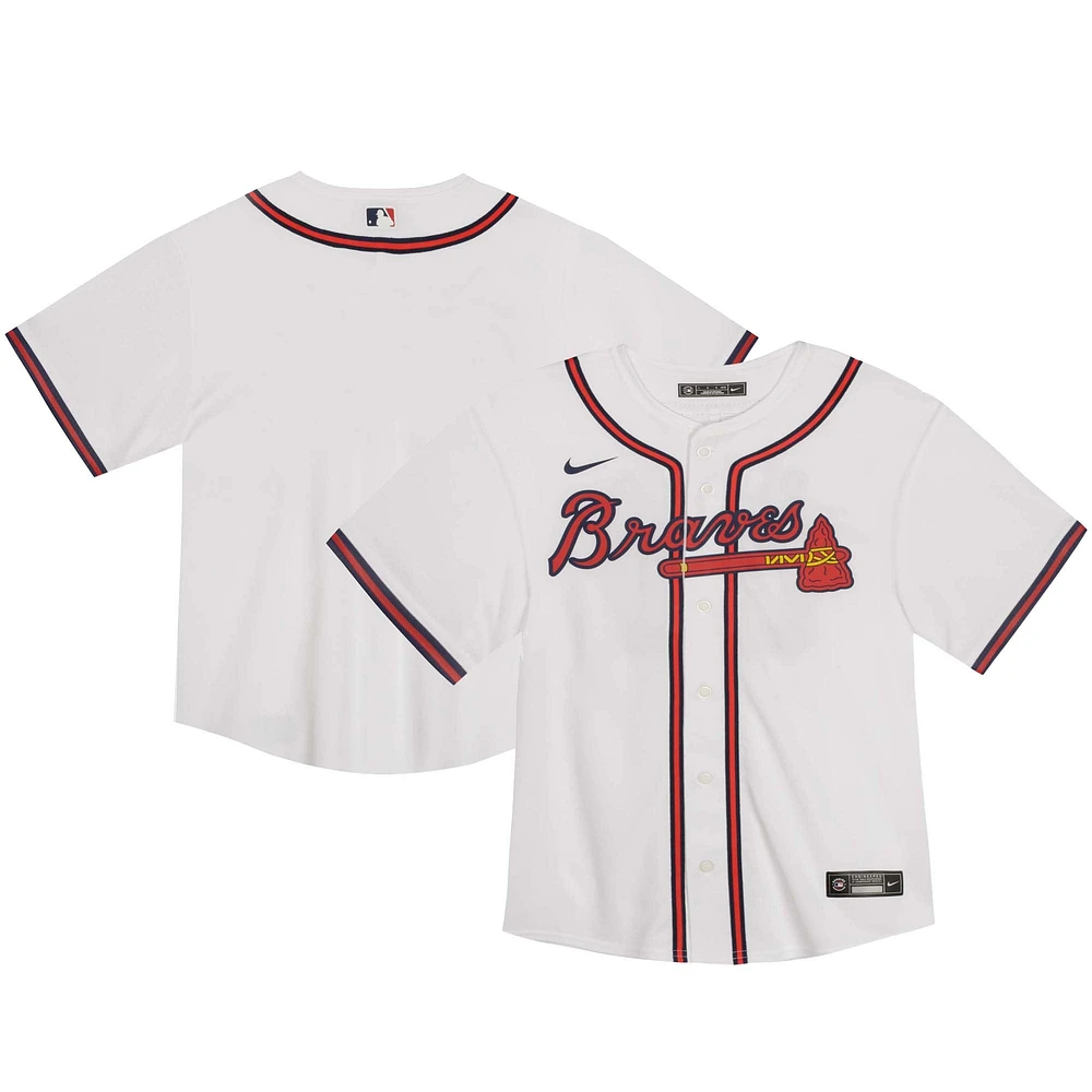 Maillot de match à domicile Nike blanc des Braves d'Atlanta pour tout-petit