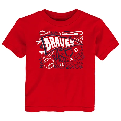 T-shirt rouge amusant pour tout-petits des Braves d'Atlanta Ballpark