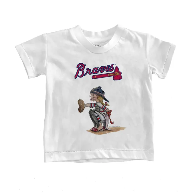 Girls Youth Tiny Turnip Navy Atlanta Braves Triple Scoop Fringe T-Shirt Size: Small