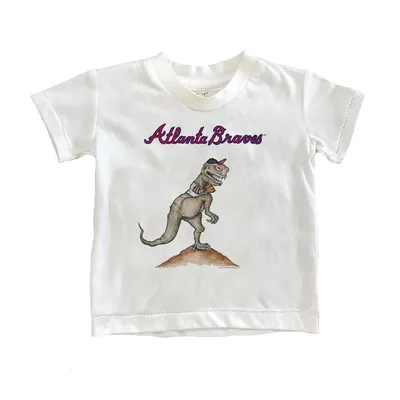 Atlanta Braves Tiny Turnip Toddler Stitched Baseball T-Shirt - White