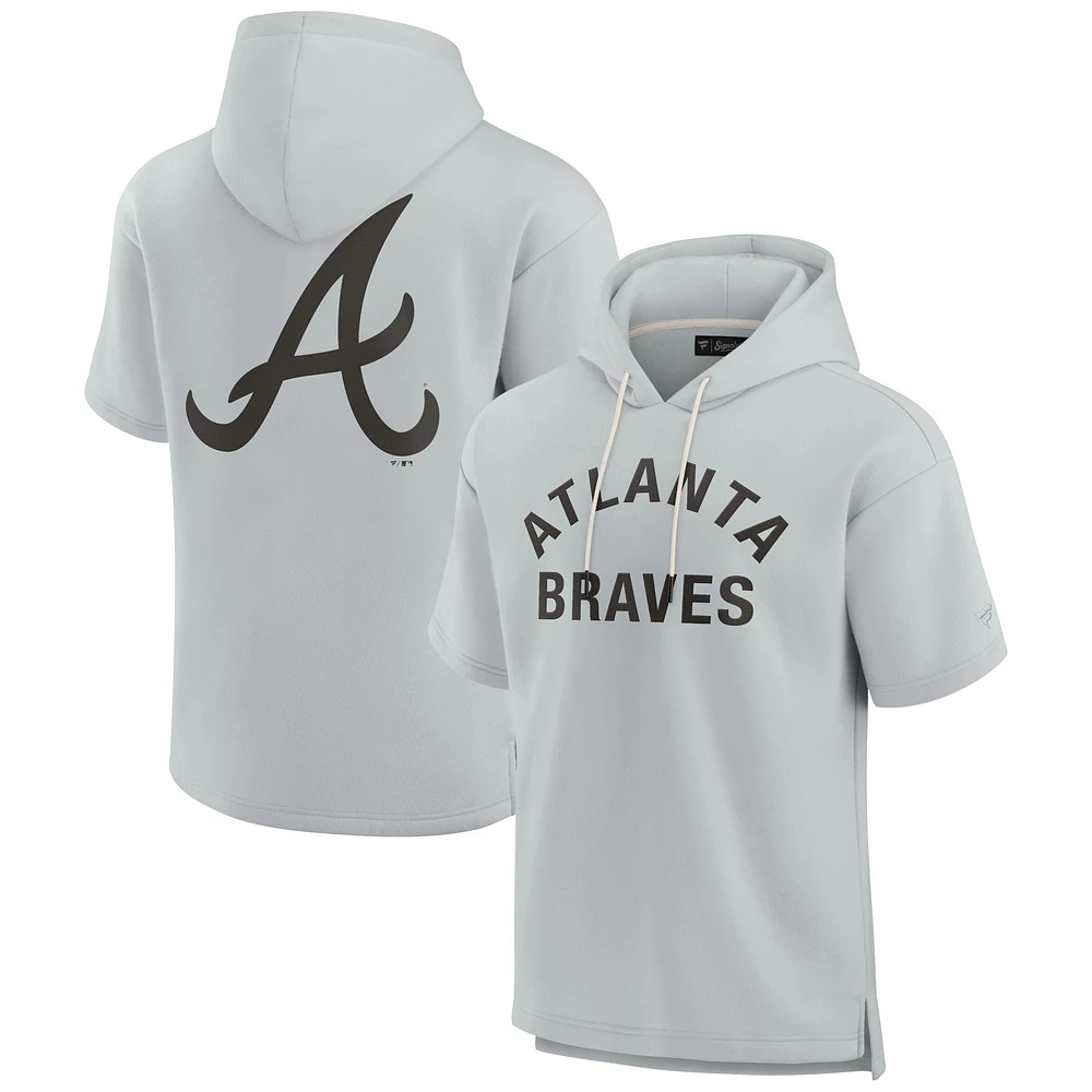 Unisex Fanatics Gray Atlanta Braves Elements Super Soft Fleece Short Sleeve Pullover Hoodie