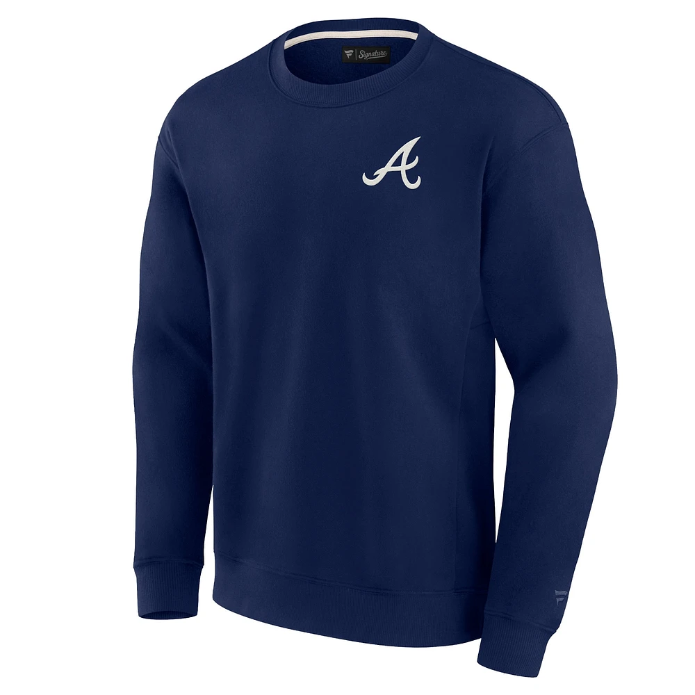 Sweat-shirt unisexe Fanatics Navy Atlanta Braves Super Soft Pullover Crew