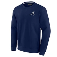 Unisex Fanatics Navy Atlanta Braves Super Soft Pullover Crew Sweatshirt