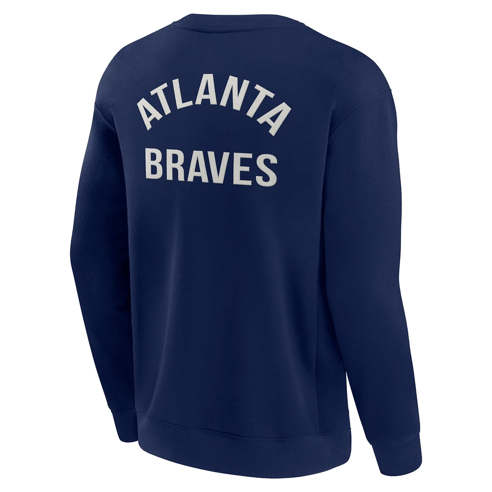 Sweat-shirt unisexe Fanatics Navy Atlanta Braves Super Soft Pullover Crew