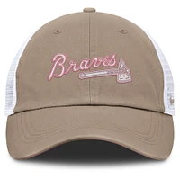 Casquette ajustable Nike kaki/blanche Atlanta Braves Club Trucker unisexe