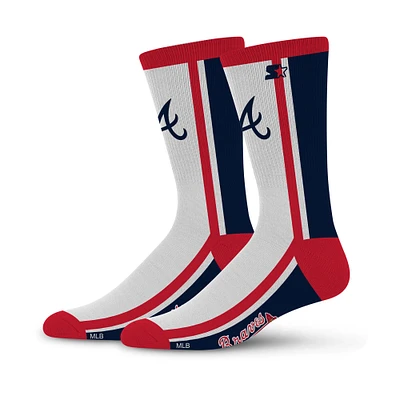Chaussettes unisexes Starter blanches Atlanta Braves Shout Crew