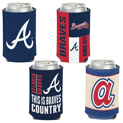 WinCraft Atlanta Braves, paquet de 4, 12 oz. Ensemble refroidisseur de canettes