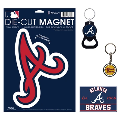 Lot de 4 porte-clés et aimants WinCraft Atlanta Braves