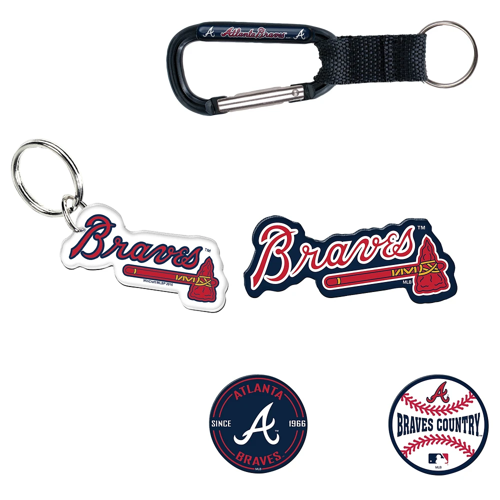 Lot de 5 porte-clés et aimants pour réfrigérateur WinCraft Atlanta Braves