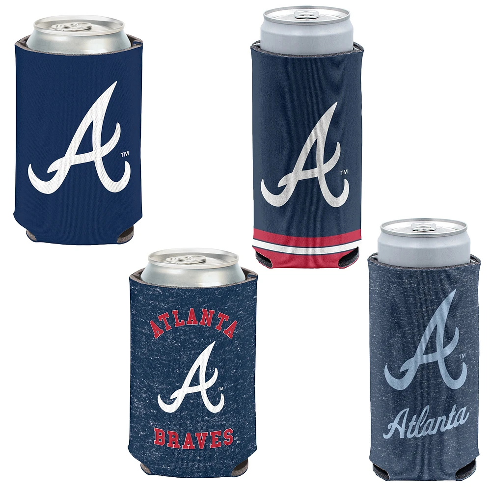 WinCraft Atlanta Braves mince et 12 oz. Ensemble de 4 refroidisseurs de canettes