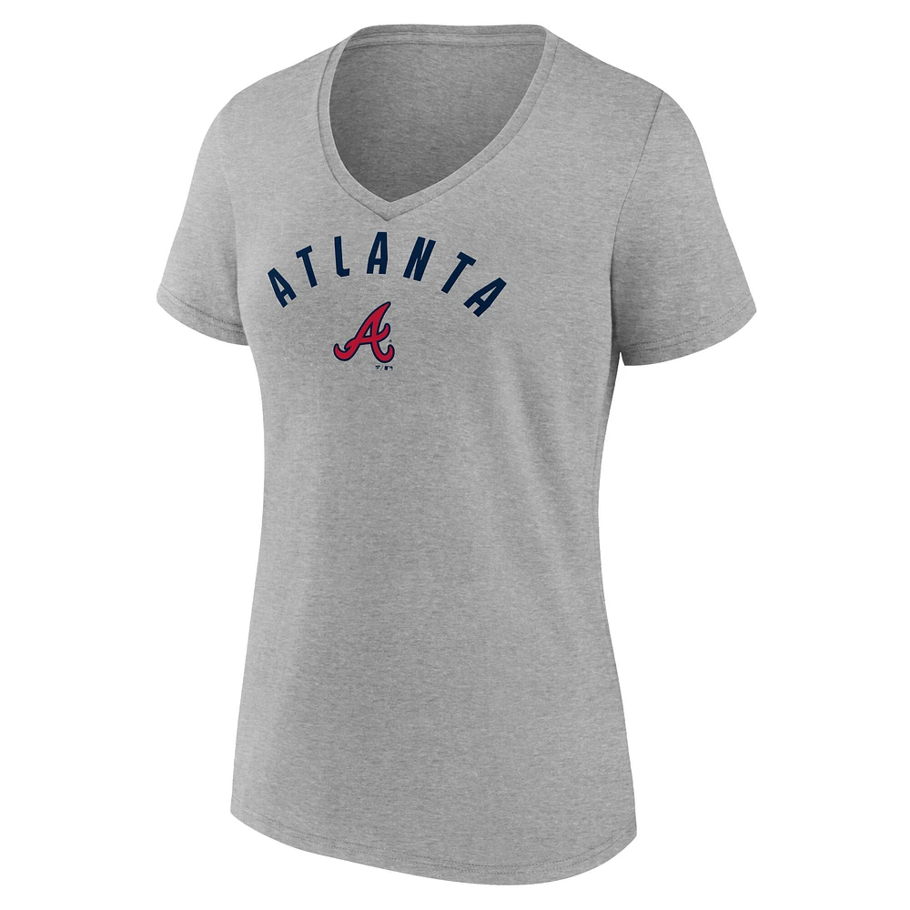 Women's Fanatics  Gray Atlanta Braves V-Neck T-Shirt