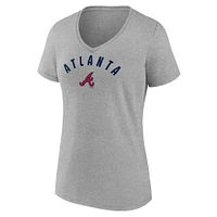 Women's Fanatics  Gray Atlanta Braves V-Neck T-Shirt