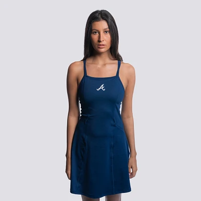 Women's Lusso  Navy Atlanta Braves Ciara Strappy Dress