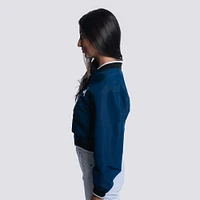 Women's Lusso  Navy Atlanta Braves Paisley Cropped Full-Zip Jacket