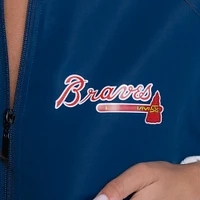 Women's Lusso  Navy Atlanta Braves Paisley Cropped Full-Zip Jacket