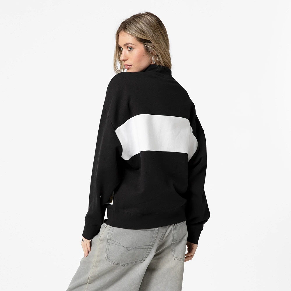 Women's Mitchell & Ness Black Atlanta Braves Quarter-Zip Pullover Top