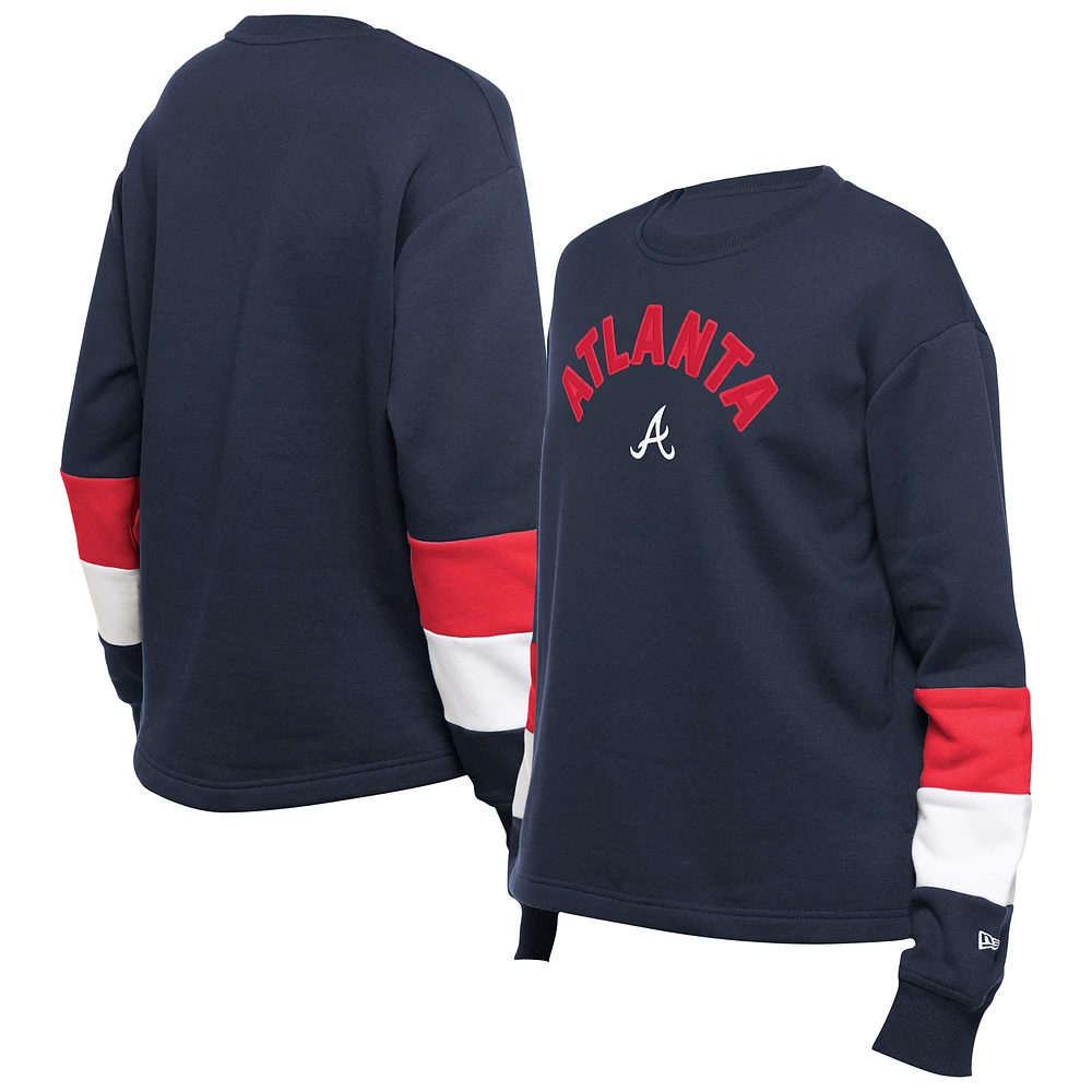 Women's New Era  Navy Atlanta Braves Game Day Color Pullover Sweatshirt