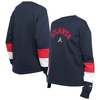 Women's New Era  Navy Atlanta Braves Game Day Color Pullover Sweatshirt