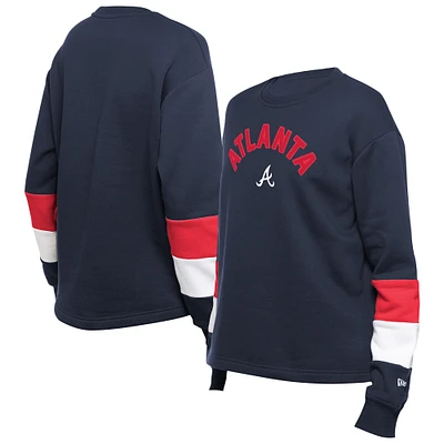 Women's New Era  Navy Atlanta Braves Game Day Color Pullover Sweatshirt