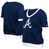 Women's New Era  Navy Atlanta Braves Game Day Rhinestone V-Neck T-Shirt