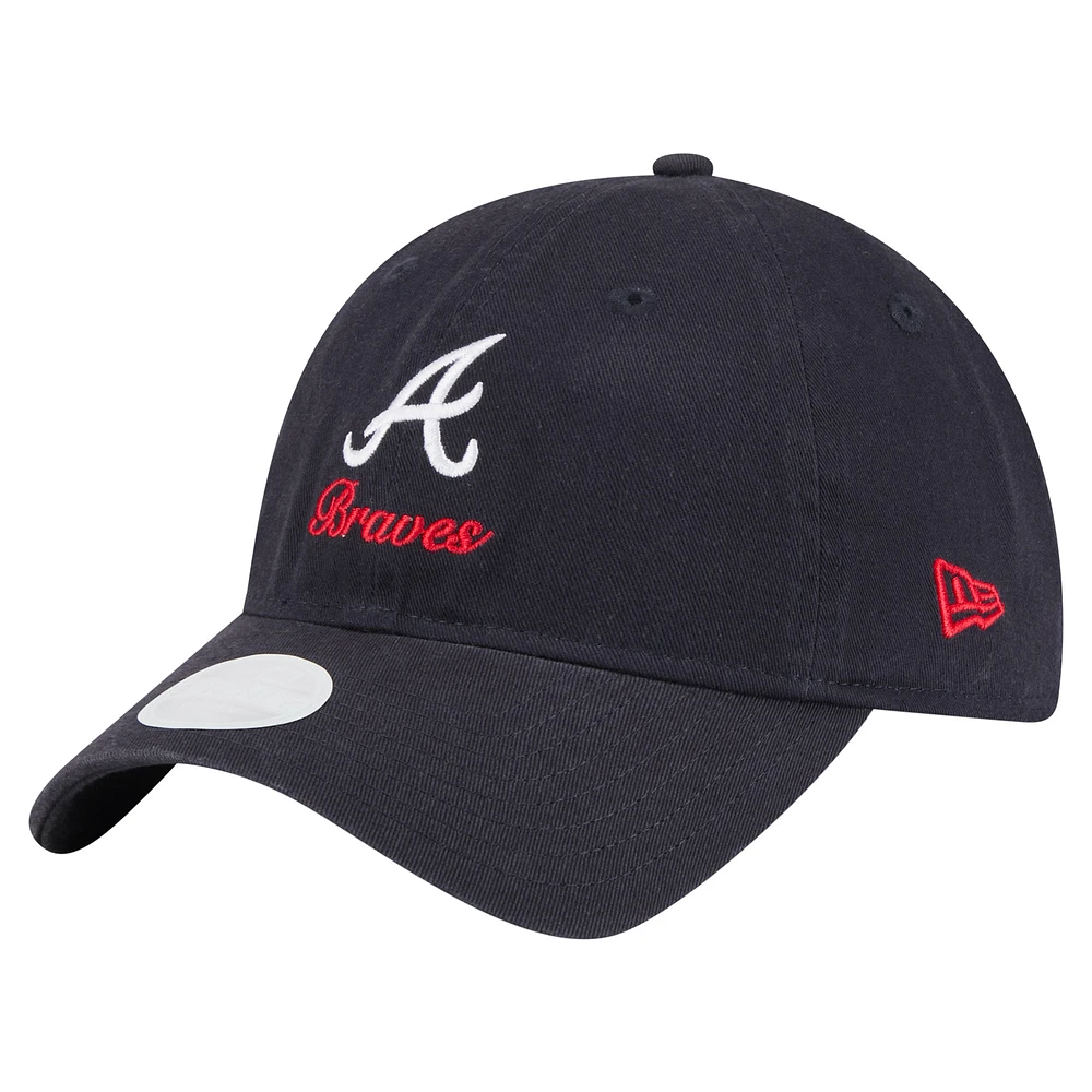 Women's New Era  Navy Atlanta Braves Preppy Team 9TWENTY Adjustable Hat