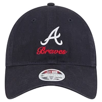Women's New Era  Navy Atlanta Braves Preppy Team 9TWENTY Adjustable Hat