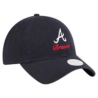Women's New Era  Navy Atlanta Braves Preppy Team 9TWENTY Adjustable Hat