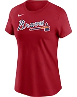 Women's Nike  Red Atlanta Braves Wordmark T-Shirt