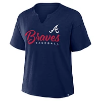 Women's Profile  Navy Atlanta Braves Plus Wordmark Notch Neck T-Shirt