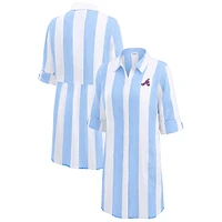 Women's Tommy Bahama  Blue Atlanta Braves Rugby Beach Boyfriend Full-Button Top