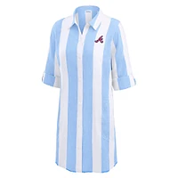 Women's Tommy Bahama  Blue Atlanta Braves Rugby Beach Boyfriend Full-Button Top