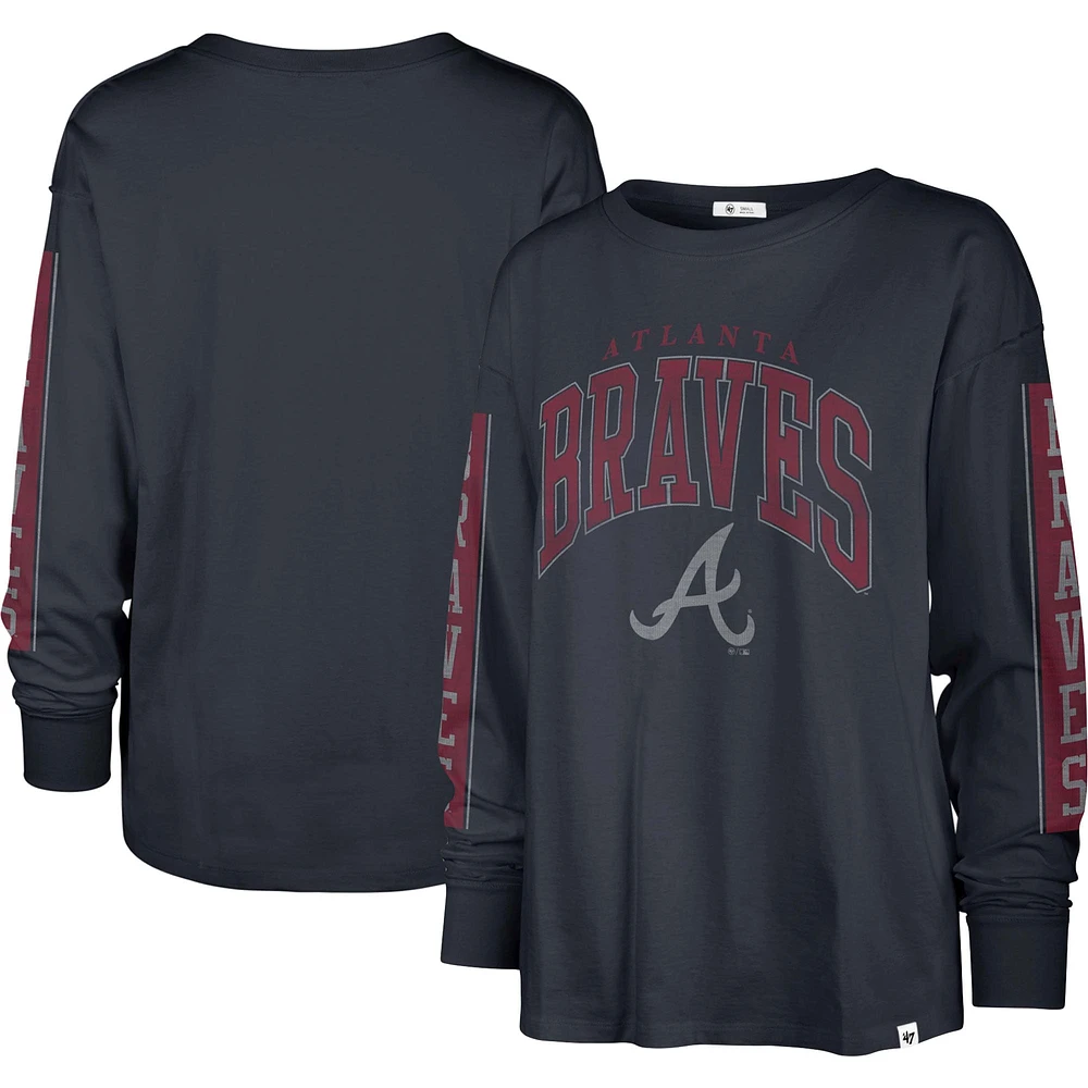 Women's '47 Navy Atlanta Braves Statement Long Sleeve T-Shirt