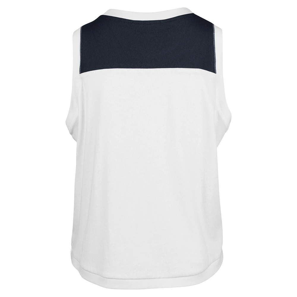 Women's '47 White/Navy Atlanta Braves Plus Waist Length Muscle Tank Top