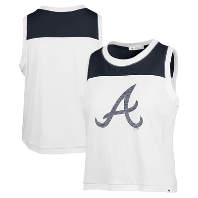 Débardeur musclé taille Plus '47 pour femmes, blanc/bleu marine, Atlanta Braves