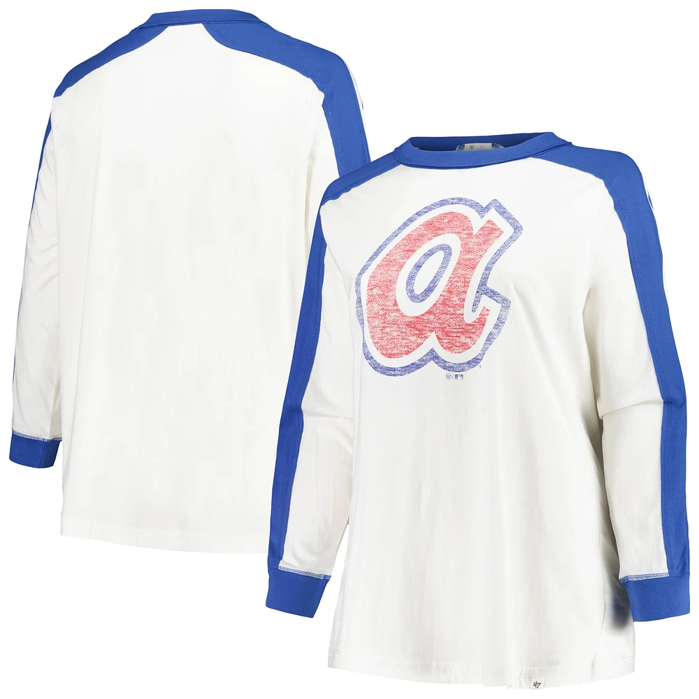 T-shirt blanc à manches longues '47 Atlanta Braves grande taille Caribou Raglan pour femmes