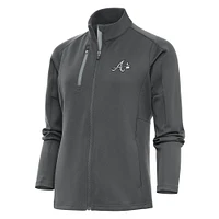 Women's Antigua  Charcoal Atlanta Braves Brushed Metallic Generation Full-Zip Jacket