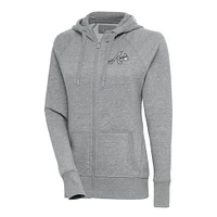 Women's Antigua  Heather Gray Atlanta Braves Brushed Metallic Victory Full-Zip Hoodie
