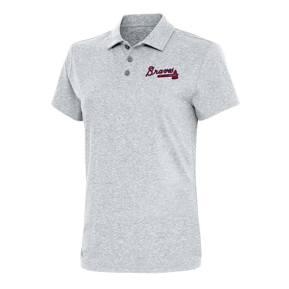 Women's Antigua Heather Gray Atlanta Braves Motivated Polo
